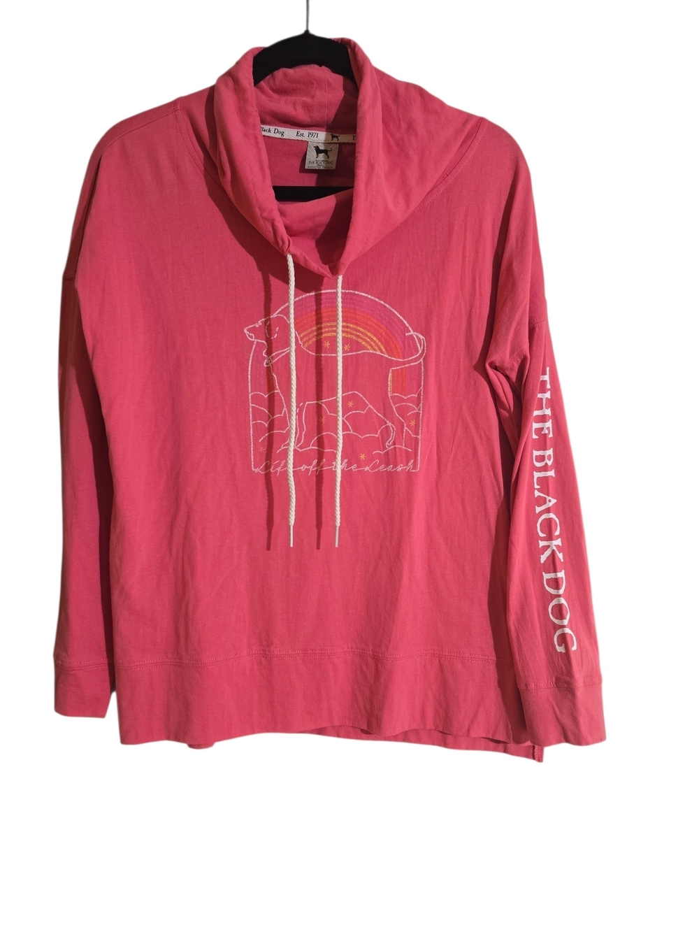 #22. The Black Dog Ladies Cadet Cowlneck Long-sleeves In Coral/hot Pink
